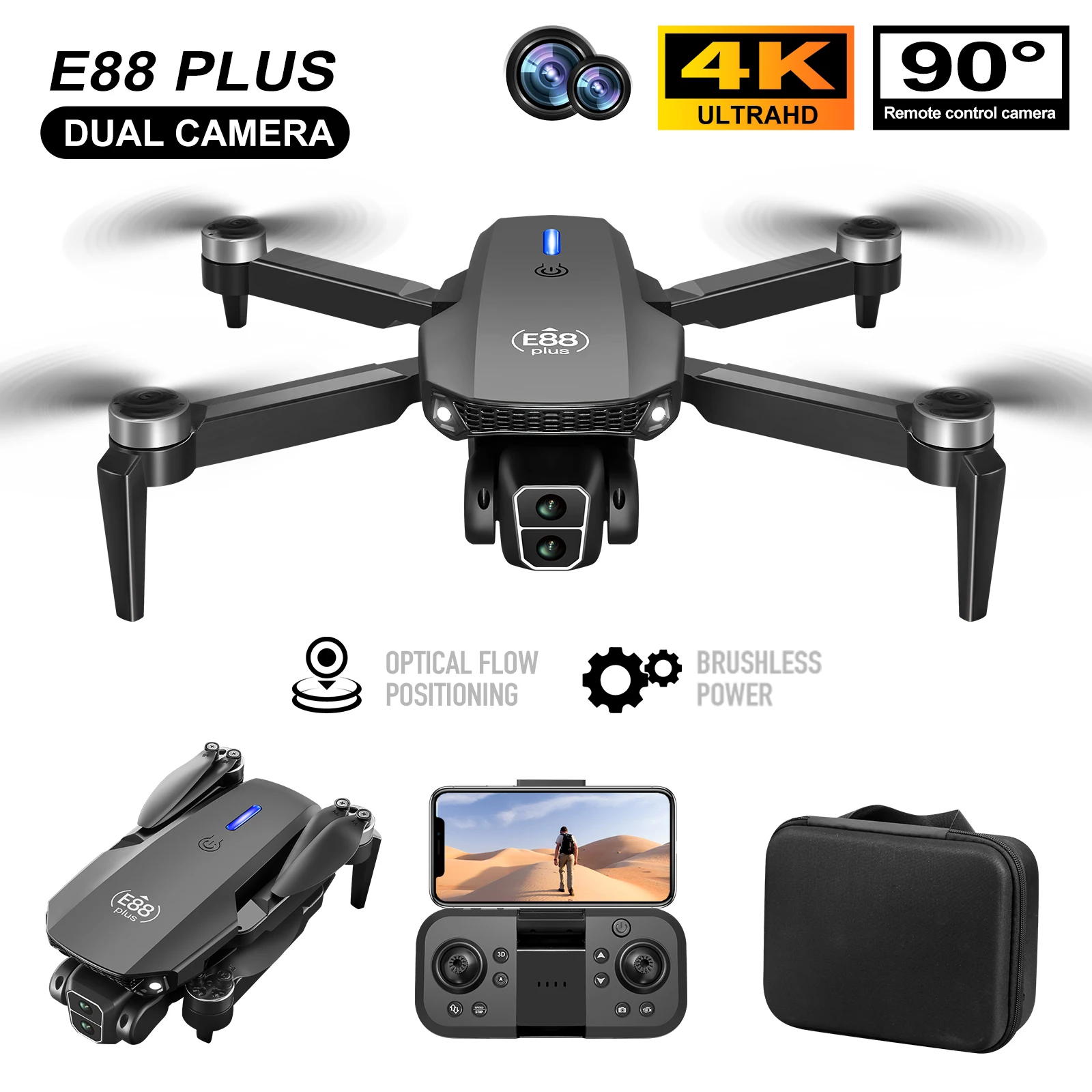 New E88 Plus Quadcopter Drone: - Drone Battery Case 评论和价格