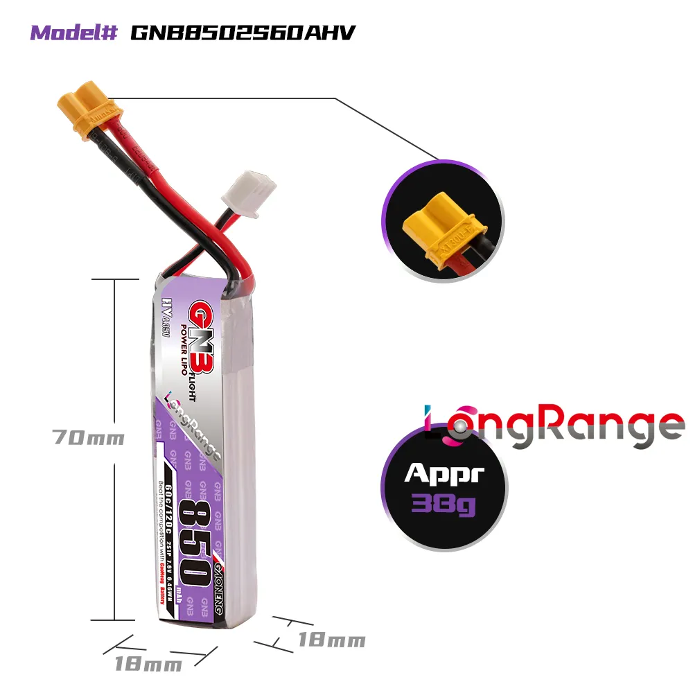 GAONENG GNB LiPo Battery 850mA - Drone Battery Li-Ion 评论和价格