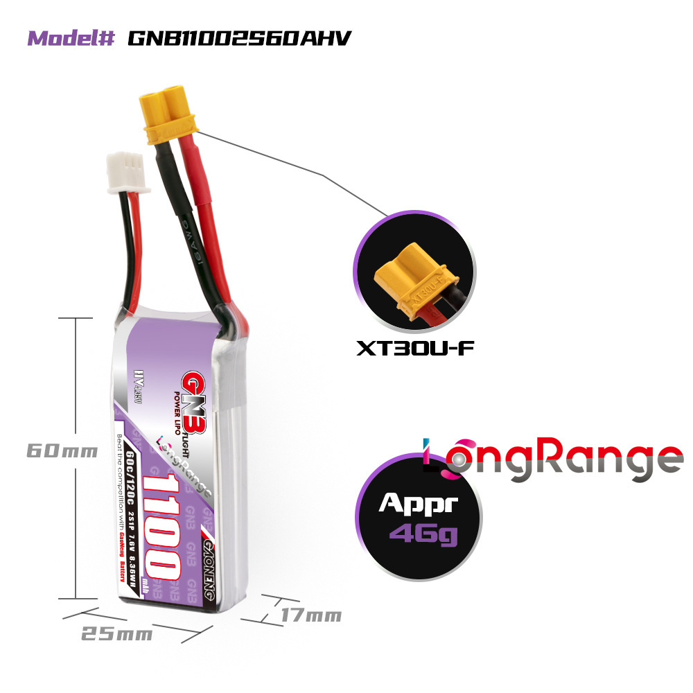 GNB 1100mAh 2S 3S 4S 6S 60C/12 - Drone Battery 4S 评论和价格