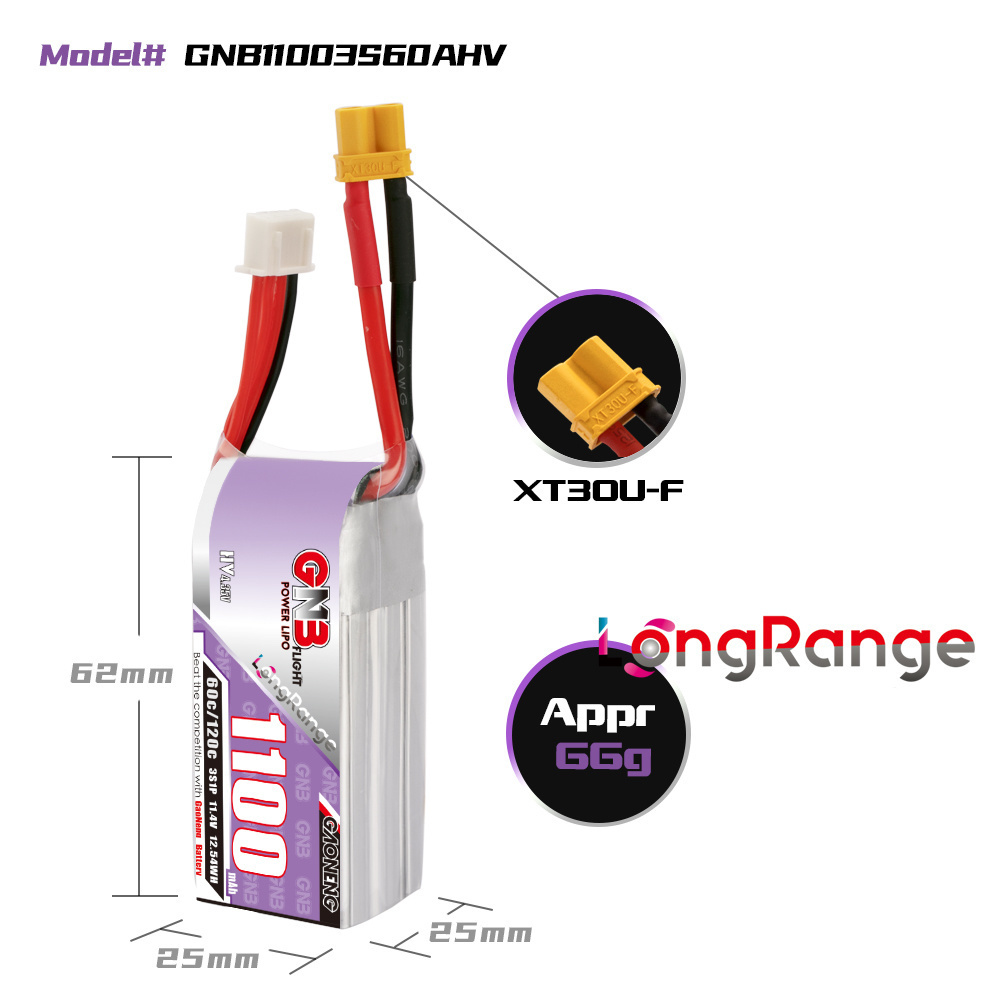 GNB 1100mAh 2S 3S 4S 6S 60C/12 - Drone Battery 4S 评论和价格
